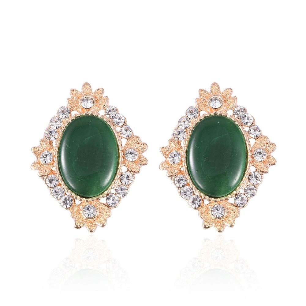 Simulated Green Cats Eye Earrings
